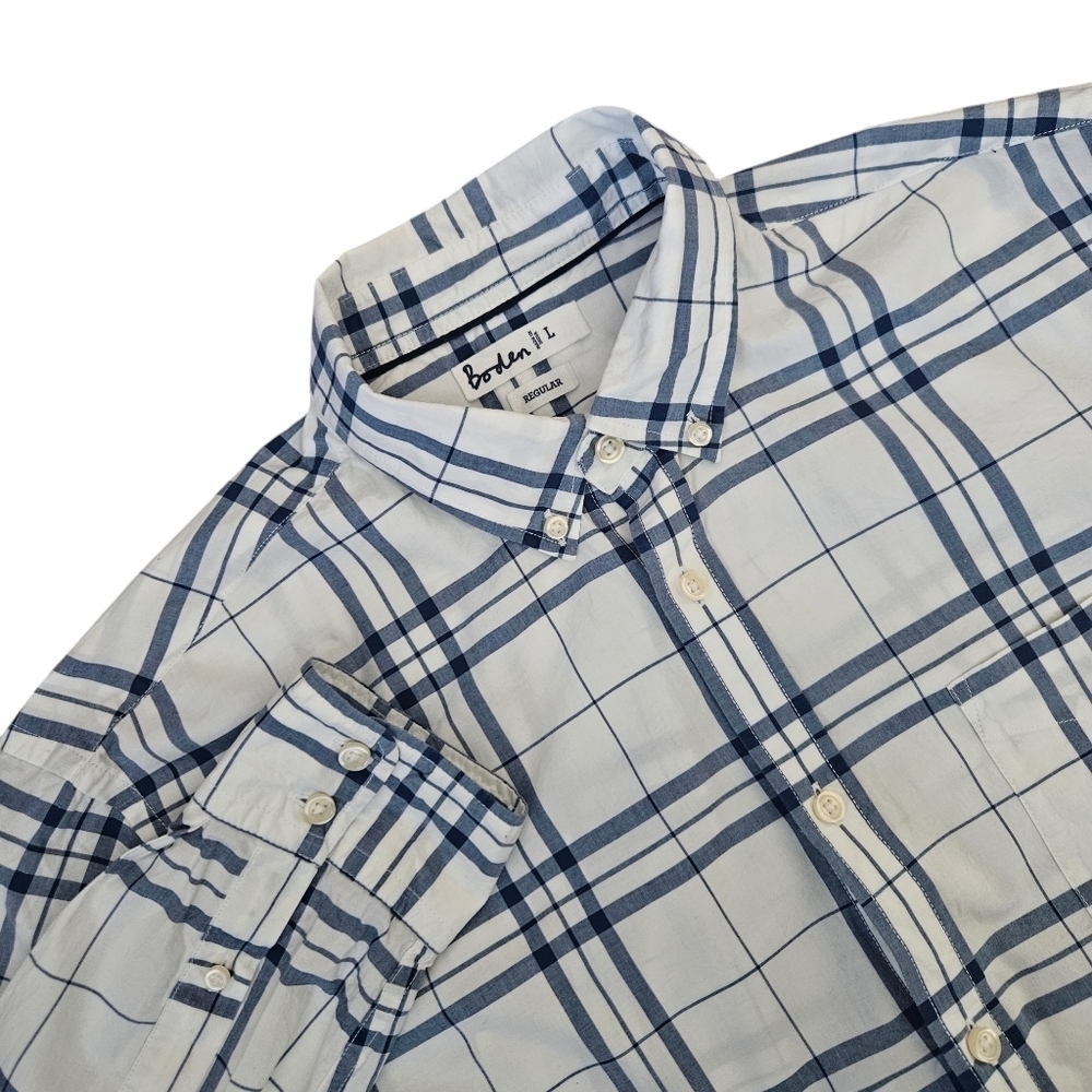 Boden Mens Plaid‎ Long Sleeve Button Down Sz Large